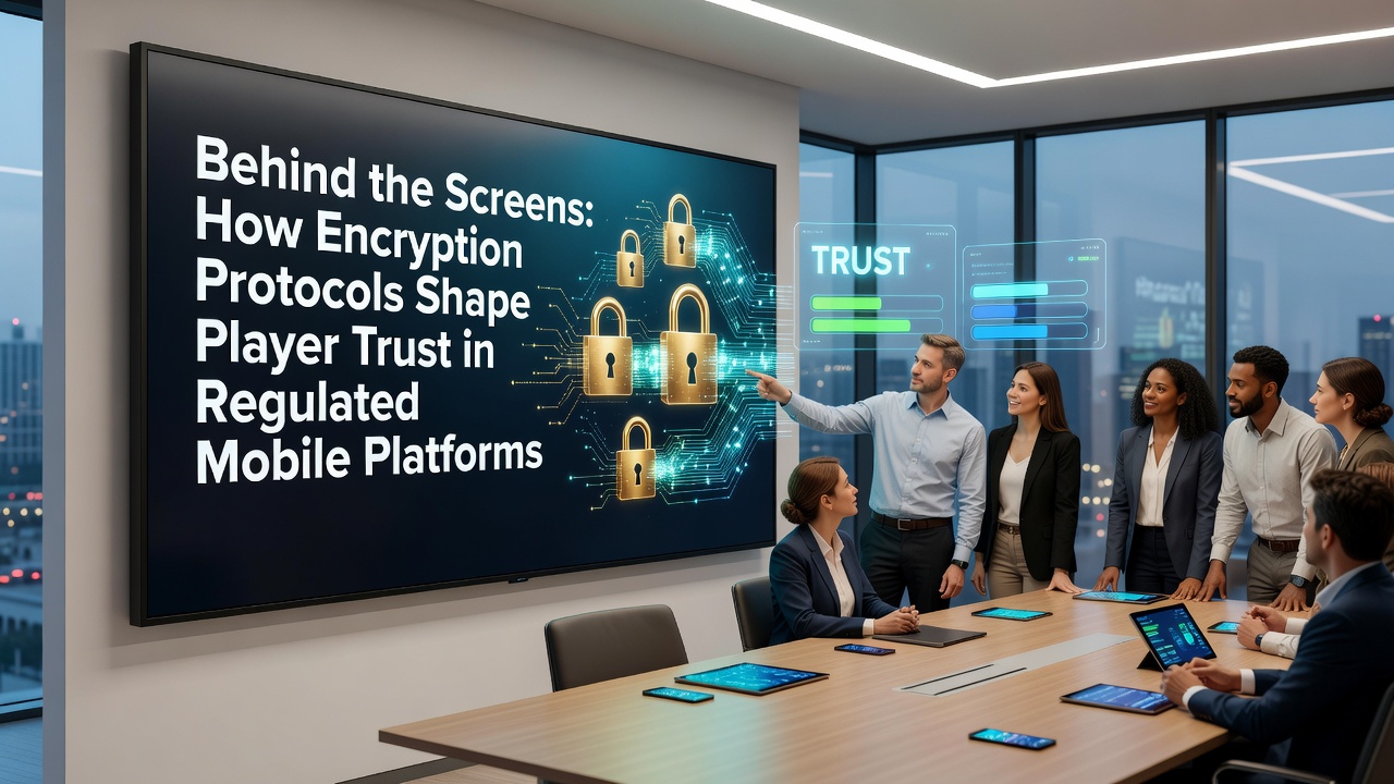 Mobiele app interface met encryptie indicatoren en beveiligde verbinding