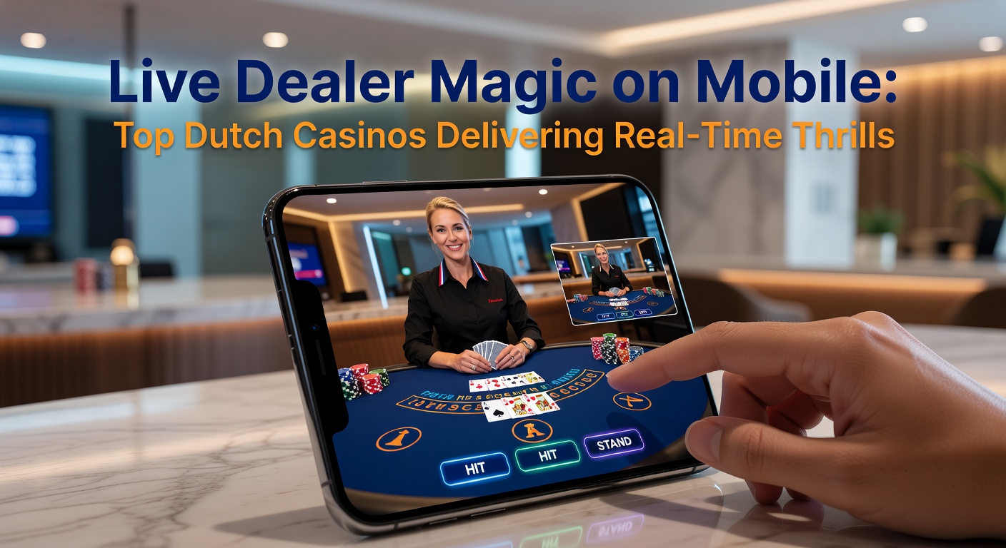 Mobiel scherm met een live roulette wiel dat draait, dealer in smoking die aankondigt, en Nederlandse vlag op de achtergrond voor een lokaal gevoel