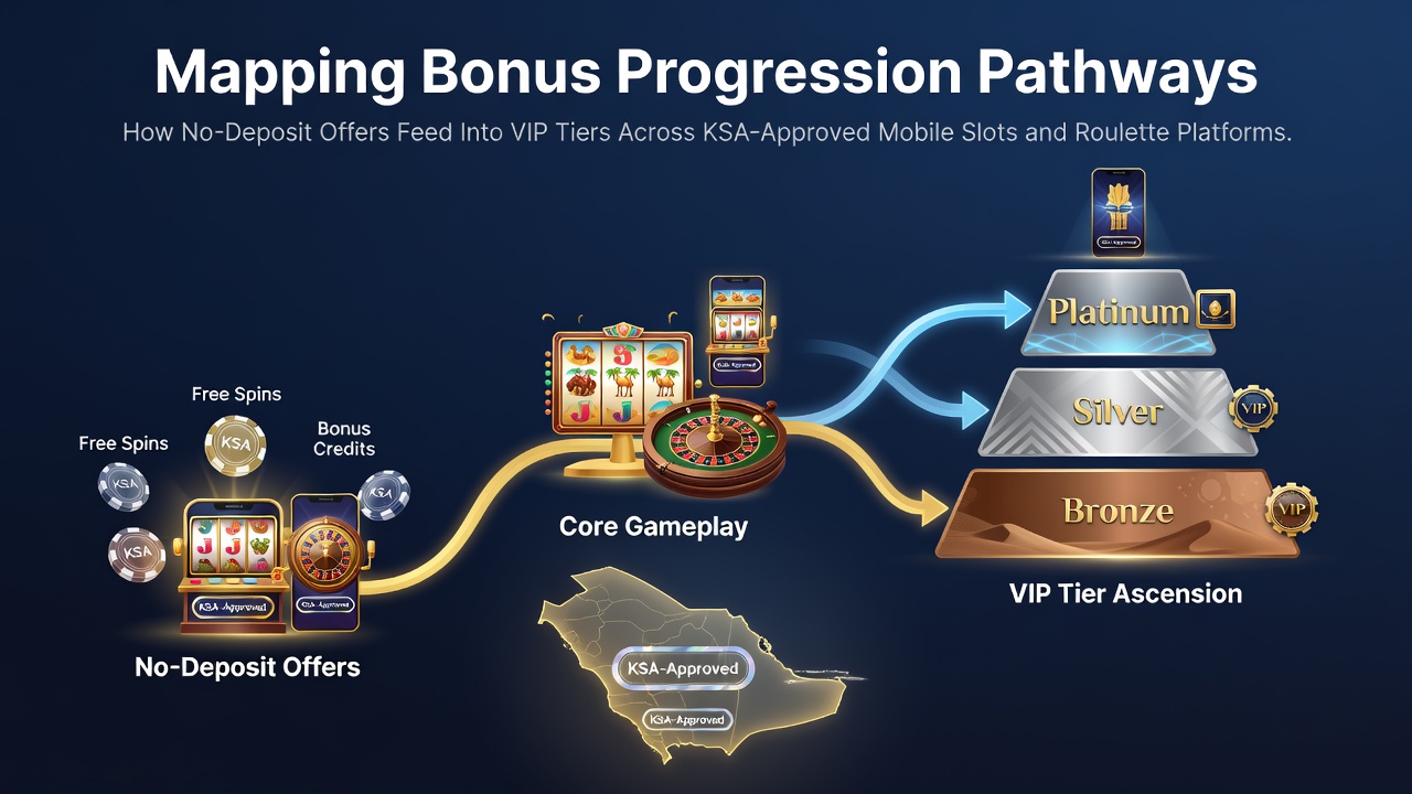 Overzicht van bonusprogressie van no-deposit naar VIP in KSA-platforms